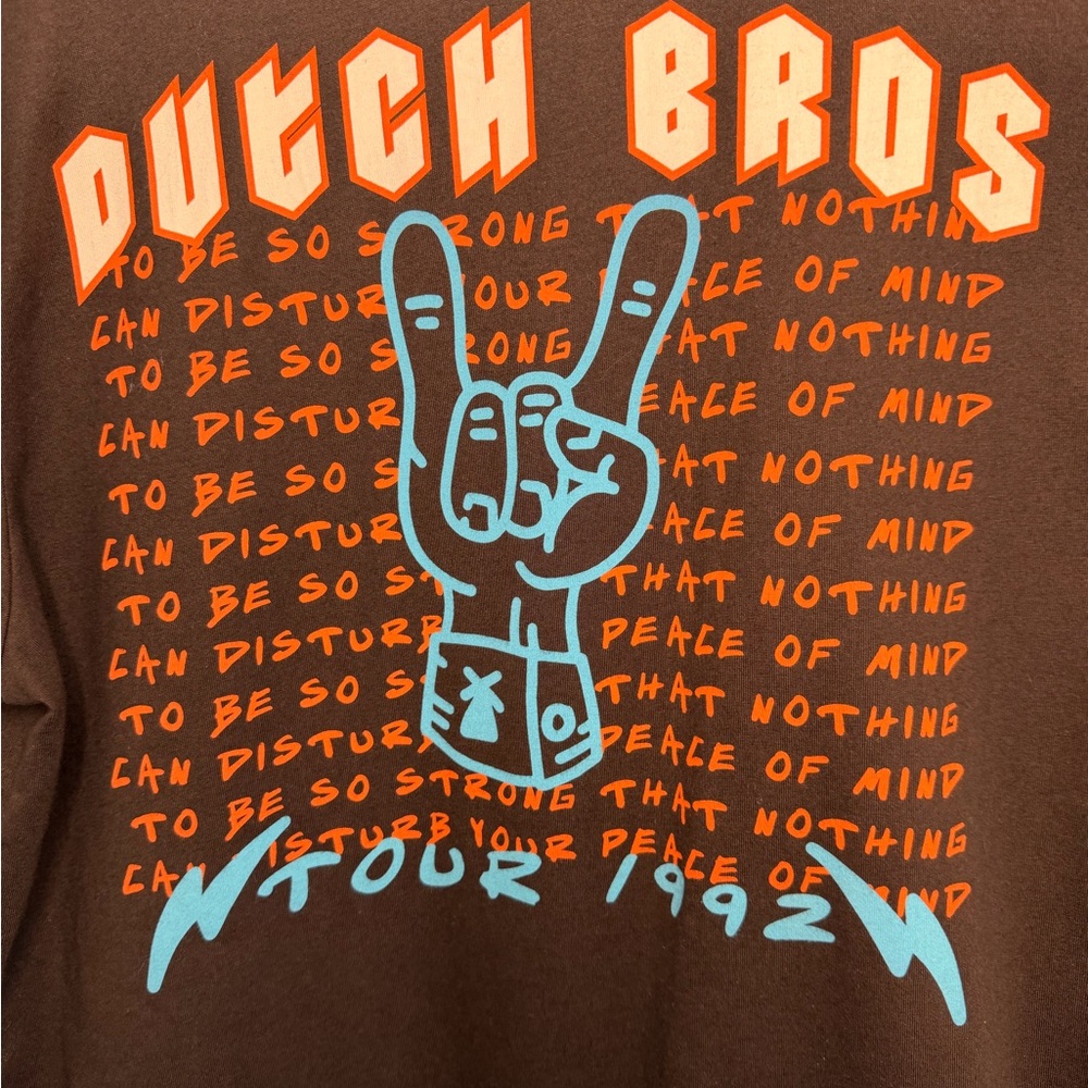Dutch Bros SMALL+XXL Brown Long Sleeve Tour ‘92 Rocker “To Be So Strong….” DB